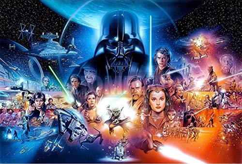 Star Wars Poster Full Drill Diamond Painting by Number Kits, 5D DIY Diamond Embroidery Crystal Rhinestone Cross Stitch Handmade Mosaic Paintings Arts Craft for Home Wall Decor (28X20inch/70X50cm)
