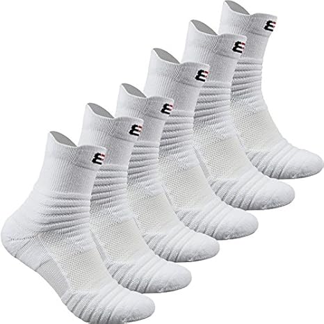 Pelisy Herren Sneaker Socken 6 Paare Baumwolle Atmungsaktive Anti Rutsch Quarter Sportsocken 39-42 für Running & Basketball