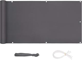 Sekey Balkon Sichtschutz Balkonabdeckung Balkonsichtschutz Balkonverkleidung blickdichte Windschutz 90 x 600cm, mit Ösen, Nylon Kabelbinder und Kordel, 100% Privatsphäre, Anthrazit