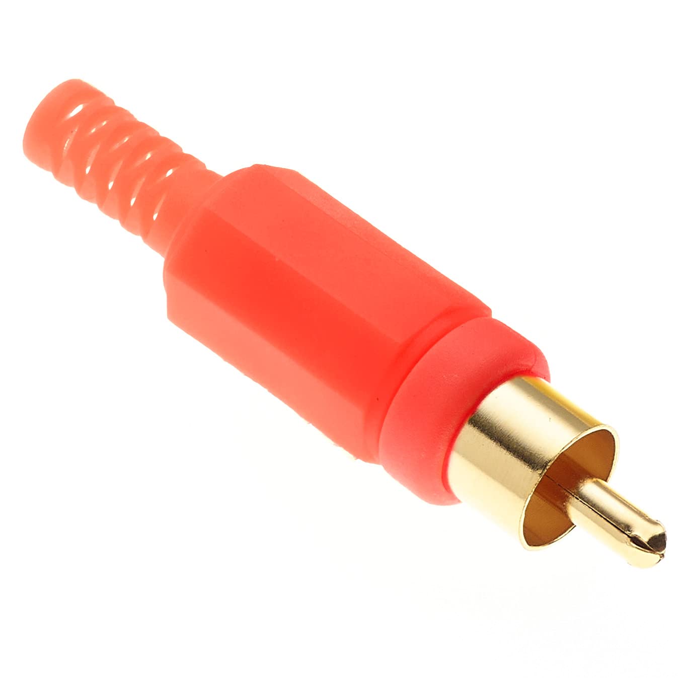 Keple Phono Plug With Gold Plated Pins And Red Plastic Housing, Pack Of 10 - Male Plug Terminal Audio Video Connector Speaker Wire Adapter With Solid Construction