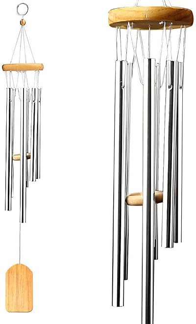 nuoshen Wind Chime Garden Wind Chimes Outdoor Indoor 65cm Silver