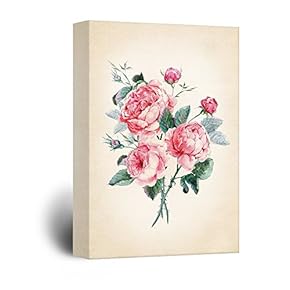Canvas Wall Art - Watercolor Style Roses Petals - Giclee Print Gallery Wrap Modern Home Art Ready to Hang - 12x18 inches