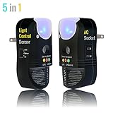 5000 sqft 5in1 Pest Repellent, triple protection pest repeller ultrasonic (electromagnetic pest repeller ionic pest repeller ultrasonic pest repeller), AC socket, Nightlight & Air Purifier