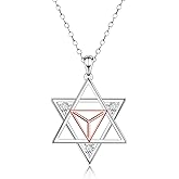 Merkaba Necklace for Women - 925 Sterling Silver Merkaba Pendant Star of David Necklaces for Women Star of David Jewelry Jewish Gifts Hexagonal Geometric Necklace for Men