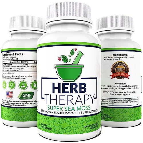 Herb Therapy Sea Moss Capsules 100 Pack Irish Sea Moss with