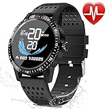 Fitness Tracker with Heart Rate Blood Pressure Monitor, Activity Tracker Watch with Pedometer, Sleep Monitor, Round Face Smart Watch for Women, Men, Kids(Black)