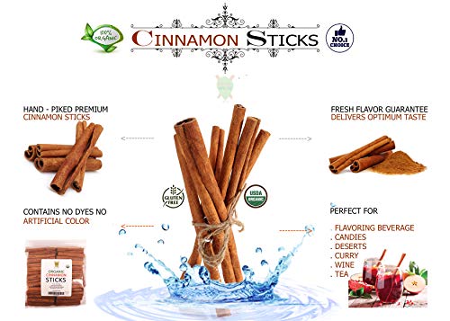 Dualspices USDA Certified Organic Cinnamon Sticks (2lb) - 100 to 150 Sticks 2.75" premium quality- Perfect for Baking, Cooking & Beverages- 100% Raw From INDONESIA