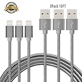 iPhone Charger Chamfind,iPhone Lightning to USB Cable (3Pack 6FT) Syncing and Charging Cord for iPhone7 Plus 6 6s Plus 5 5s 5c SE, iPad Air,Mini Air Pro iPod (GoldSilver)