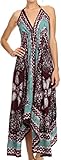 Sakkas 161457 - Aleayma Strapless Long Adjustable Bead Embroidered Dyed Halter Top Dress - Burgundy / Mint - OS