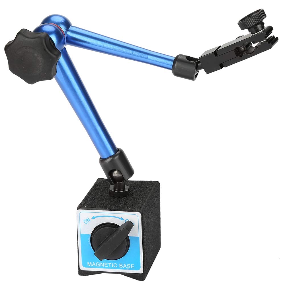 Flexible Magnetic Base Holder V-Grooved Design Adjustable Carbon Steel Base Holder Universal Gauge Base Holder Stand Blue