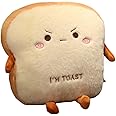 OUKEYI Sliced Bread Plush Pillow,Funny Toast Bread Stuffed Pillow,Adorable Expression Food Plush Nap Pillow with Hand Pocket Seat Cushion Great Gift Choice for Kids Adults (13.7 * 15.7)