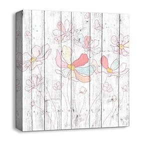 Canvas Wall Art Beautiful Flowers Painting Artwork for Home Prints Framed - 12x12 inches