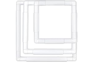 HAND U JOURNEY 3 Pack Universal Clip Frame Square Plastic Clip Frame Sets for Embroidery, Quilting, Cross-Stitch, Punch Needle, Silk-Painting-12x12 9x9 7x7 Inches