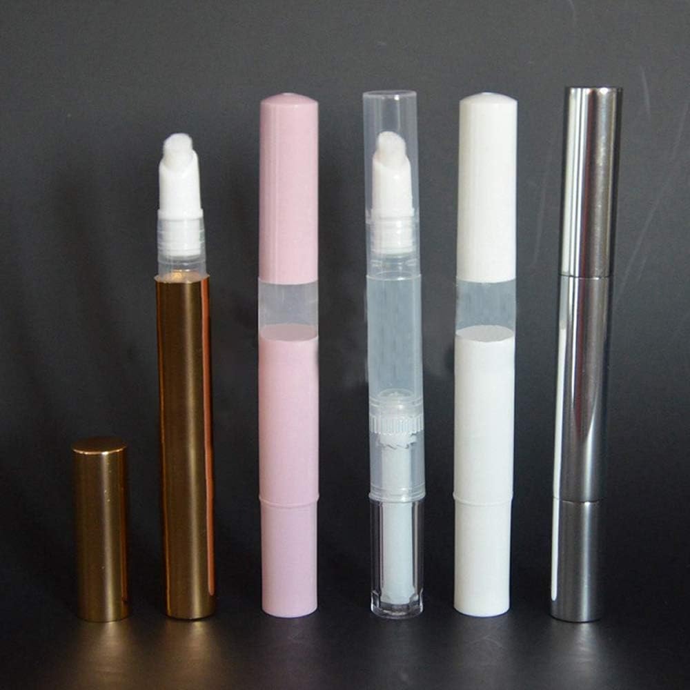 YAIKOAI 10 Pieces 3ml Twist Pens Empty Nail Oil Pen with Brush Tip Cosmetic Lip Gloss Tube Container Applicators Eyelash Growth Liquid Tube, Mixed Color