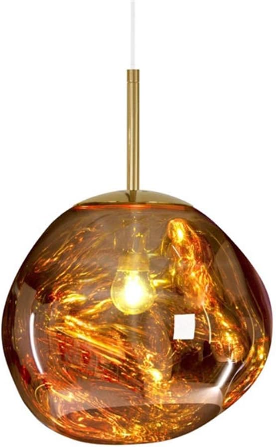 Hlidpu Modern Chandeliers Melt Pendant Lamps Lights Glass Lava Irregular Gold Copper Mirror Living Room Hanging Lamps, Gold, 25cm