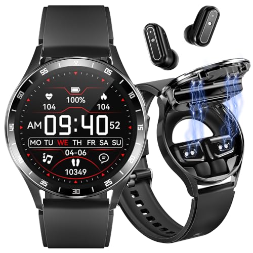 VOVOAEWACH Smart Watch Earbuds Round Fitness Watch
