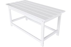 WO WESTIN OUTDOOR WO Home Furniture Patio Adirondack Coffee Table 35" inch Long for Outdoor, Indoor, Living Room, Lawn, Garden, Balcony, Backyard, Porch, Pool, Deck (Bright White)