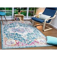 Antep Rugs Elite Collection Bohemian Distressed (DSG66) Indoor Area Rug (Blue, 4