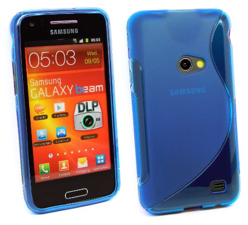 Samsung-Galaxy-Beam-i8530-Wave-Pattern-TPU-Gel-Skin-CoverCase-Blue--LCD-Screen-Protector-By-Kit-Me-Out-USA