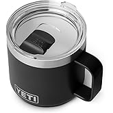 YETI Rambler 14 oz Ceramic Lined Stackable Mug, Vacuum Insulated, Stainless Steel with MagSlider Lid, Black