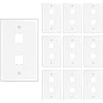 Iwillink 2-Port Keystone Wall Plate 10-Pack, Low Profile Ethernet Wall Plates for Keystone Jack, White
