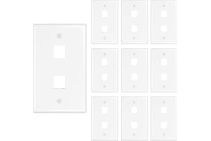Iwillink 2-Port Keystone Wall Plate 10-Pack, Low Profile Ethernet Wall Plates for Keystone Jack, White