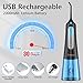 Cordless Water Flosser Teeth Cleaner, 300ML Portable and USB Rechargeable Oral Irrigator for Travel, IPX7 Waterproof, 4-Mode with 4 Jet Tips, Essential for Braces, Bridges & implants Care