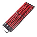 CASOMAN 80-Piece Portable Socket Organizer Tray, 1/4-Inch, 3/8-Inch, 1/2-Inch,Heavy Duty Socket Rail, Black Rails with Red Clips