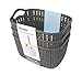 Honla Weaving Rattan Plastic Storage Baskets Bins Organizer with Handles,Set of 3,Dark Gray