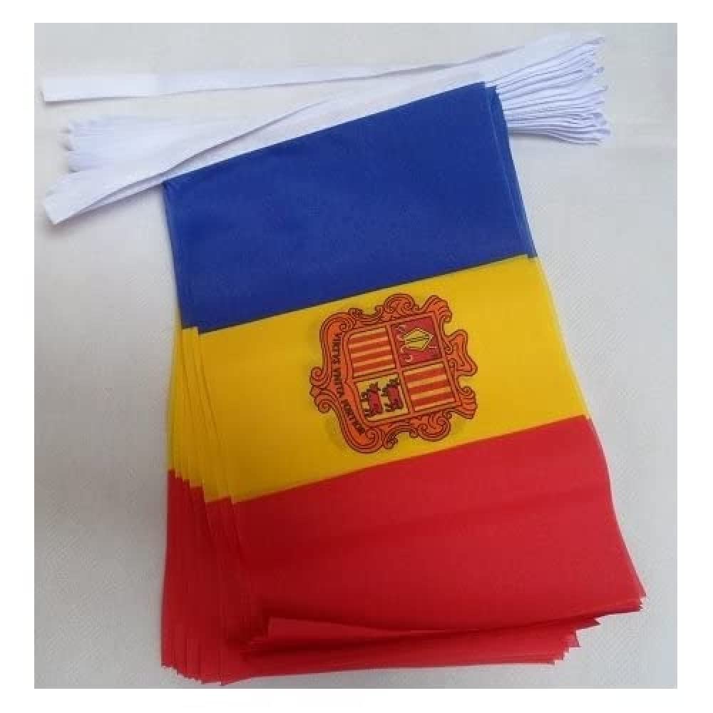 AZ FLAG Andorra Bunting Flag, 20 Ft Garland with 20 Small Andorran Flags 8'' x 6'', 100% Polyester String Pennant, 6 meters — image 1