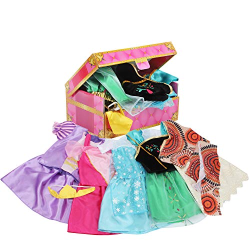 VGOFUN Girls Dress up Trunk Princess Costume Dress Pretend Play Set for Girls Toddlers (Princess Dress up Trunk-1) Pink