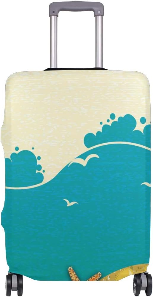 TIZORAX Yellow Beach Starfish Seashells Slipper Luggage Cover Suitcase Protector Carry On Covers
