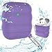 FONY Apple Airpods Case Cover Accessories Kits for AirPods 2 & 1 Charging Case – Waterproof Shock Resistant Protective Silicone Cover Skin with Carabiner (Purple)thumb 1