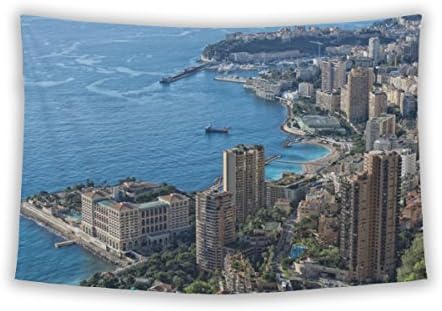 Gear New Wall Tapestry For Bedroom Hanging Art Decor College Dorm Bohemian, Monte Carlo Montecarlo Monaco Panoramlandscape City View, 80x68