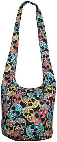 Multi Color Skull Hippie Bag Crossbody Bag Messenger Bags Sling Purse (Multi)