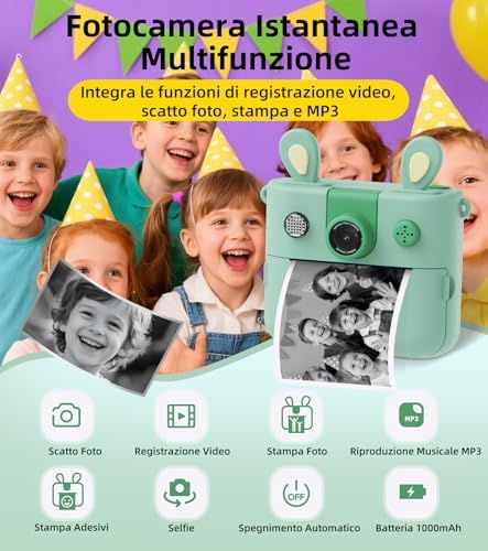 Macchina Fotografica Bambini Istantanea Fotocamera Digitale Stampa
