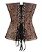 Charmian Women's Steampunk Goth Retro Brocade Victorian Stripe Steel Boned Waist Cincher Bustier Corset Bronze XXXXXX-Large