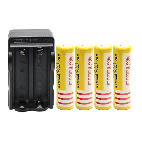 4-Pack 3.7V 3000mAh Rechargeable Batteries With USB Charger - For  Flashlights & LED Headlamps