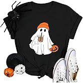 Halloween Shirts for Women Funny Graphic Print Fall T Shirt