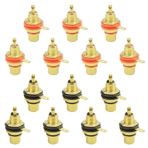 WMYCONCONG 14 PCS RCA Female Phono Panel Mount Chassis Socket Jack Connector for Amplifier Audio Terminal RCA Plug