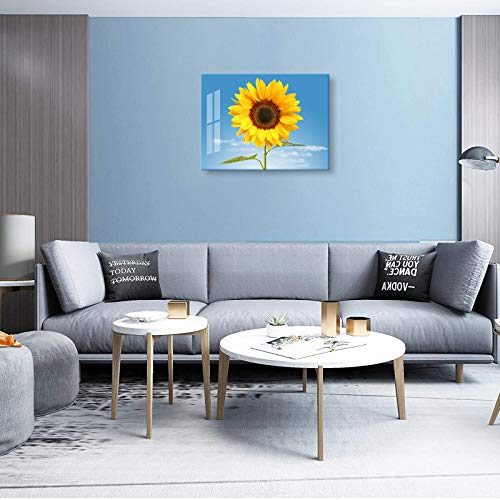 Sunflower Decor for Bedroom Wall Decoration 12x16inch with Frame Sunflowers Canvas Wall Art for Bathroom Decor Blue Sky Wall Picture for Living Room Yellow Flower Kitchen Decor