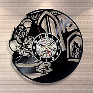 Mtye La Bella y la Bestia CD Record Reloj de Pared Tema de Dibujos