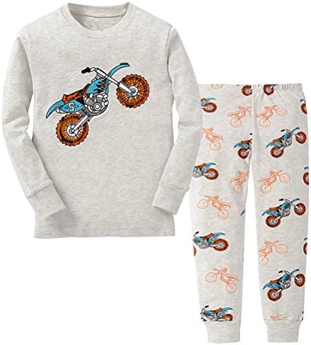 Blcswan Kids Boys Motorcycle Pajamas 2 Piece Set 100% Cotton (6Y-7Years)