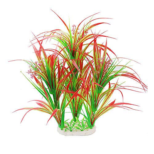 Norgail Aquarium Decor Fish Tank Decoration Ornament Artificial Plastic 16-inch Tall (Red)