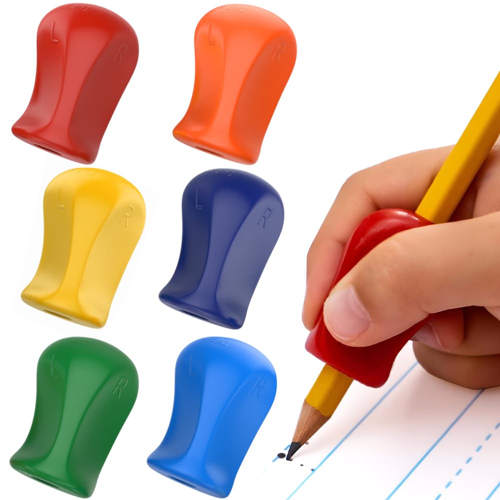 Photo 1 of The Pencil Grip Original Pencil Grippers 6 Pcs, Improves Kids Handwriting, Ergonomic Pen Holder for Righties & Lefties, Ideal for Kids, Toddlers, Adults, Writing Tool with Finger Cushion