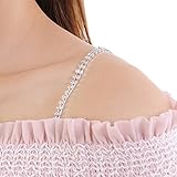 Closecret Women’s Double Rows of Rhinestone Straps for Bras(Silver, 1 Pair)