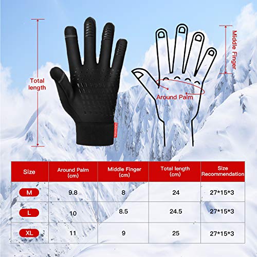 Hurdilen Winter Gloves for Men and Women, Lightweight Sports Gloves, Warm Anti-Slip Touch Screen Gloves for Cycling Riding Driving and Running (Medium)