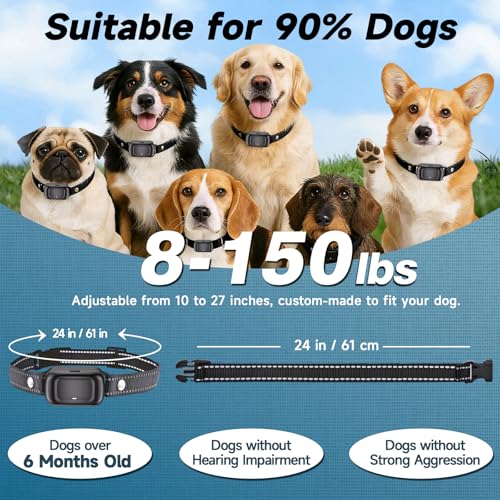 Anti Barking Collars, Dog Collar with Ultrasonic&Beep&Vibration Modes,Non-Shock Anti Barking Device for Medium Large Dog,IPX7 Waterproof,Rechargeable Stop Barking Dog Deterrent Device
