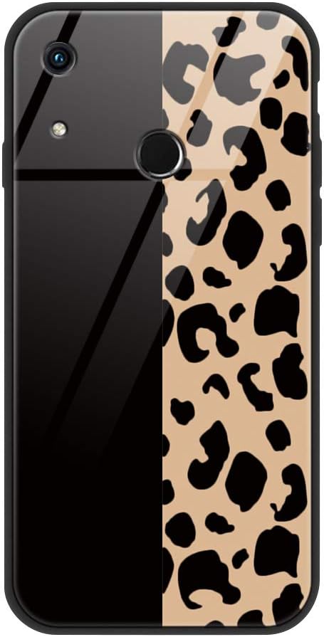 Yoedge Case for Huawei Y6 2019, Hard Tempered Glass Back Cover with Pattern Design, Ultra Slim Thin Soft TPU Silicone Bumper Frame Skin Anti-Scratch? Shockproof for Huawei Y6 2019 (Leopard 1)
