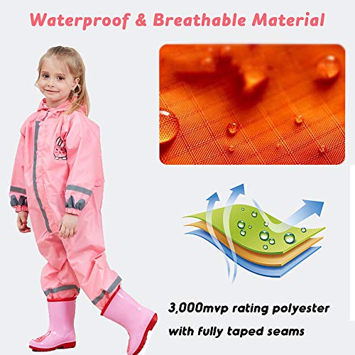 image for SSAWcasa One Piece Rain Suit Kids,Unisex Toddler Waterproof Rainsuit R